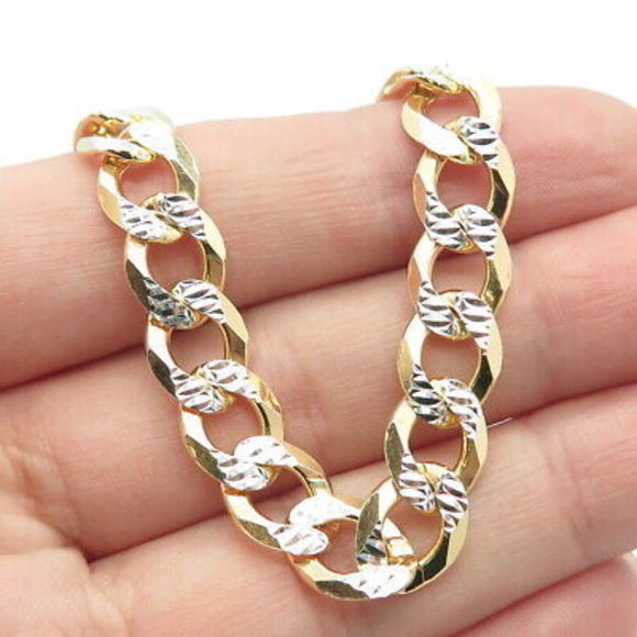 925 Sterling Silver Gold Plated 2-Tone Italy Lux Cuban Chain